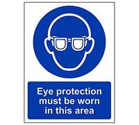 Señal de protección de ojos VSafety «Eye Protection Must Be Worn In This Area» (paquete de 3), 150mm x 200mm, 3