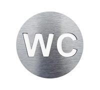 Señal de puerta de inodoro, tablero de aluminio compuesto personalizado, símbolo de WC, señalización de baño, unisex, redondo, número de casa (14 x 14 cm)