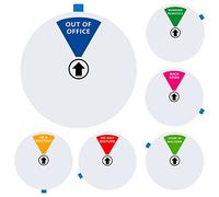 Señal de puerta de oficina, no molestar, bienvenida, fuera de la oficina, en una reunión, vuelta pronto, trabajo remoto, señal de privacidad para puerta que permite a otros saber si estás disponible o