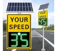 Señal de radar de límite de velocidad con energía solar, detector de velocidad digital de aluminio inoxidable para calles y vecindarios, rango de medición ajustable de 1 a 199 mph, 22 x 28 pulgadas