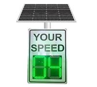 Señal De Radar De Velocidad 24x36" Alimentada Con Energía Solar,con Pantalla Digital LED Información Y Detector De Límites,señal De Advertencia Seguridad Vial Aluminio Para Calles/carreteras(White)