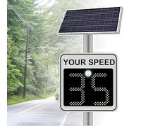 Señal de radar de velocidad, señal de radar de límite de velocidad con energía solar, señal de radar de velocidad de aluminio inoxidable con 2 detectores de velocidad digitales White-60x90cm/24"x35"