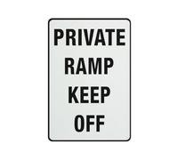 Señal de rampa privada, lámina de aluminio inoxidable de grado 8 x 12, resistente a la intemperie, impermeable, fácil de montar