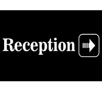 Señal de recepción de flecha derecha con diseño de departamento de aluminio, 20,3 x 30,5 cm