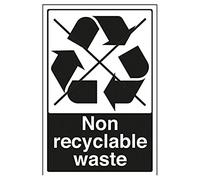 Señal de reciclaje de residuos no reciclables de VSafety, vertical, 200 mm x 300 mm, plástico rígido de 1 mm