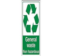 Señal de reciclaje VSafety General Waste, Non Hazardous - Retrato - 200 mm x 300 mm - plástico rígido de 1 mm