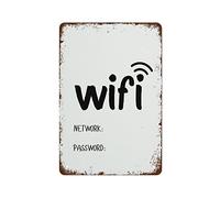 Señal de red WiFi y contraseña, letrero de bienvenida para invitados, decoración de pared, póster de metal, 8 x 12 pulgadas