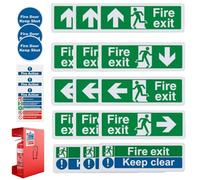 Señal de salida de fuego, 21x Kit de etiqueta de seguridad autoadhesivo para la escuela, letreros de hombre y flecha visibles con colores brillantes, etiquetas de salida de urgencia para el hogar,