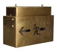 Señal de salida LED con flecha de dirección, caja de luz de emergencia para oficina, almacén y seguridad escolar, estilo industrial retro, acero inoxidable