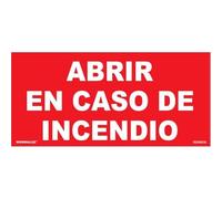 Señal de seguridad Abrir en caso de incendio 190 x 90 mm (Pack de 10) SEKURECO