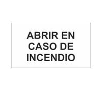 Señal de seguridad Abrir en caso de incendio con capa luminiscente 130 x 80 mm (Pack de 10) SEKURECO