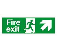 Señal de seguridad con flecha de salida de incendios, plástico rígido de 1,2 mm para uso en interiores y exteriores (300 mm x 100 mm), distancia de visión dentro de 5 m.