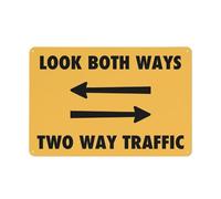 Señal de seguridad con flechas de tráfico de dos vías Look Both Ways para exteriores, 12 x 8 pulgadas, señal para el hogar, negocios, alerta de entrada