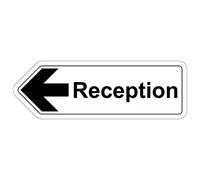 Señal de seguridad con forma de VSafety - Flecha de recepción izquierda - 300 x 100 - Vinilo autoadhesivo
