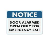 Señal de seguridad con mensaje en inglés "Notice Security Alarm Will Sound If Door Is Open" For Business de 20,3 x 30,5 cm, aluminio libre de óxido,