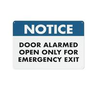 Señal de seguridad con mensaje en inglés "Notice Security Alarm Will Sound If Door Is Open", señal de seguridad para exteriores, 12 x 8 pulgadas, señal para el hogar, negocios, alerta de entrada