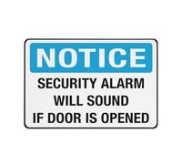 Señal de seguridad con mensaje en inglés "Notice Security Alarm Will Sound If Door Is Opened", señales de seguridad al aire libre, 30,5 x 20,3 cm, señal para el hogar, negocios, alerta de entrada