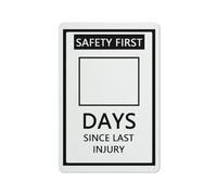 Señal de seguridad con texto en inglés "First Days Since Last Injury" para exteriores, 30,5 x 20,3 cm, señal para el hogar, negocios, alerta de entrada