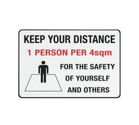 Señal de seguridad con texto en inglés "Keep Your Distance Warning Sticker" para exteriores, 30,5 x 20,3