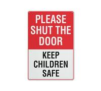 Señal de seguridad con texto en inglés «Please Shut The Door Keep Children Safe», para exteriores, 30,5 x 20,3 cm, señal para el hogar, negocios, alerta de entrada