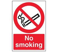 Señal de seguridad con texto en inglés "Prohibition No Smoking - No Smoking - No Smoking", 100 x 150 mm