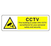 Señal de seguridad con texto en inglés «This Building Is Under 24Hr CCTV Surveillance For Your Personal Safety And Security» (600 mm x 200 mm) Distancia de visualización dentro de 14 m.