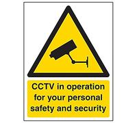 Señal de seguridad con texto en inglés "Warning General - CCTV in operation - 150 x 200 mm
