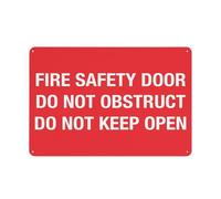 Señal de seguridad contra incendios con texto en inglés "Do Not Obstruct Do Not Keep Open", señal de advertencia para exteriores, 30,5 x 20,3 cm