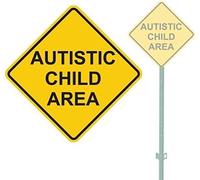 Señal de seguridad de 30,5 x 30,5 cm, regalo novedoso para niños autistas, letrero de advertencia de metal con diamantes de aluminio, para pared de casa, letrero de lata