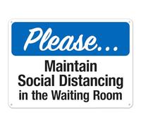 Señal de seguridad de metal con texto en inglés «Please Maintain Social Distancing In The Waiting Room» NO.29164 de 8 x 12 pulgadas, advertencia clara para uso doméstico y comercial