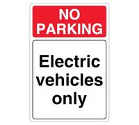 Señal de seguridad de plástico rígido V Safety No Parking Electric Vehicles Only 200 x 300 mm - 2 mm