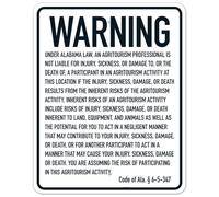 Señal de seguridad metálica NO.9124 con texto en inglés "Warning Under Alabama Law An Agritourism Professional Is Not Liable For Injury Sickness Or Damage, Señal de seguridad de metal NO.9124 de 8 x