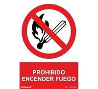 Señal de seguridad Prohibido Encender Fuego, con tintas UV SEKURECO
