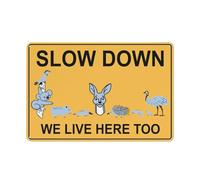 Señal de seguridad Slow Down We Live Here Too Wildlife Group, para exteriores, 12 x 8 pulgadas, señal para el hogar, negocios, alerta de entrada
