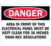 Señal de seguridad SmartSign, leyenda"peligro: zona debe estar clara para 36 pulgadas", negro/rojo sobre blanco