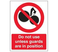Señal de seguridad V Safety Do Not Use Unless Guards Are In Position 200 x 300 mm, vinilo autoadhesivo, efecto aluminio