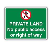 Señal de seguridad V Safety Private Land No Public Access Or Right Of Way, 300 x 225 mm, compuesto de aluminio de 3 mm