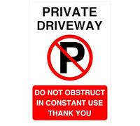 Señal de seguridad vial con texto en inglés "Private driveway do not obstruct in constant use thank you" - Señal de seguridad vial - Adhesivo autoadhesivo de alta adherencia (400 mm x 300 mm