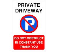 Señal de seguridad vial con texto en inglés "Private driveway do not obstruct in constant use thank you" - Señal de seguridad vial - Plástico rígido de 1,2 mm para uso en interiores y exteriores (400