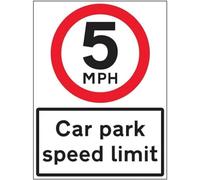 Señal de seguridad VSafety 5 MPH Car Park Speed Limit, 600 x 800 mm, clase RA1, reflectante, 3 mm, compuesto de aluminio