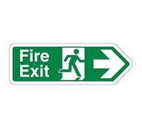 Señal de seguridad VSafety con forma de flecha de salida de incendios a la derecha, 300 x 100 pulgadas, plástico rígido que brilla en la oscuridad