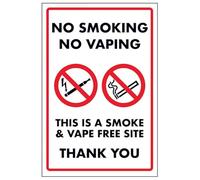 Señal de seguridad VSafety con texto en inglés "No Smoking No Vaping/This is a Smoke&Vape Free… 600 x 800 mm 3 mm compuesto de aluminio con canal de fijación