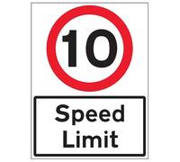 Señal de seguridad VSafety de 10 MPH Speed Limit, 600 x 800 mm, clase RA1, reflectante, compuesto de aluminio de 3 mm, con canal de fijación