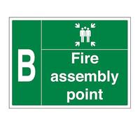 Señal de seguridad VSafety Fire Assembly Point con familia - B - 800 x 600 mm 3 mm compuesto de aluminio con revestimiento antigraffiti y canal de fijación