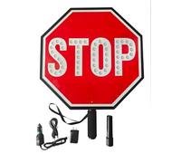 Señal de stop de doble cara con asa, Palanca de freno LED reflectante de 18" con sensor automático y modos de luz fija e intermitente(STOP/STOP)