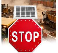 Señal de stop LED intermitente con energía solar Octogonal de aluminio reflectante Para autopistas cruces de ferrocarril calles(Always on,24in)