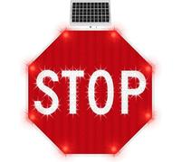 Señal de stop LED intermitente de 24" con energía solar Señal de tráfico iluminada con LED rojos intermitentes para la calle(Always on)