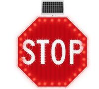 Señal de stop LED intermitente de 24 pulgadas con energía solar Señal de tráfico reflectante octagonal de aluminio Lámina de calidad industrial(Always on)