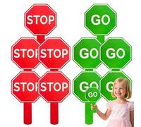 Señal De Stop Y Marcha Con Mango | 10 Piezas Señales De Stop Para Calles - Pala Impermeable De Doble Cara Para Enseñar Control De Tráfico En Escuelas Y Aparcamientos