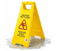 Señal de Suelo Mojado, Caution Wet Floor, Cartel Plegable Señalización Advertencia, Apto Para Restaurantes, Hospitales, Centros Comerciales, Plástico, Diseño Español e Inglés
